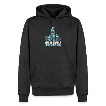 Das Leben ist einfach, einfach Schnee hinzufügen – Schneemobilfahrer - Männer Premium Bio Hoodie - Anthrazit meliert - Vorne - Thijin (182cm)