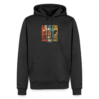 Alle Katzen sind streichelbar, manche nur einmal lustige Katze - Männer Premium Bio Hoodie - Anthrazit meliert - Vorne - Thijin (182cm)