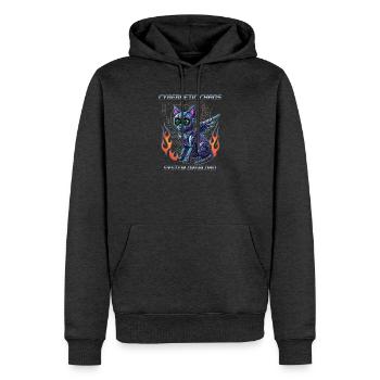 Katze Cybernetic Chaos, Cyberpunk - Männer Premium Bio Hoodie - Anthrazit meliert - Vorne - Thijin (182cm)