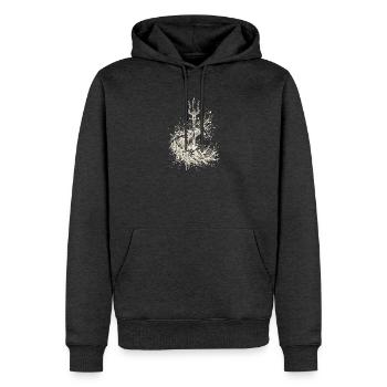 Poseidon-Dreizack-Cream Tintenwellen-Mythologie - Männer Premium Bio Hoodie - Anthrazit meliert - Vorne - Thijin (182cm)
