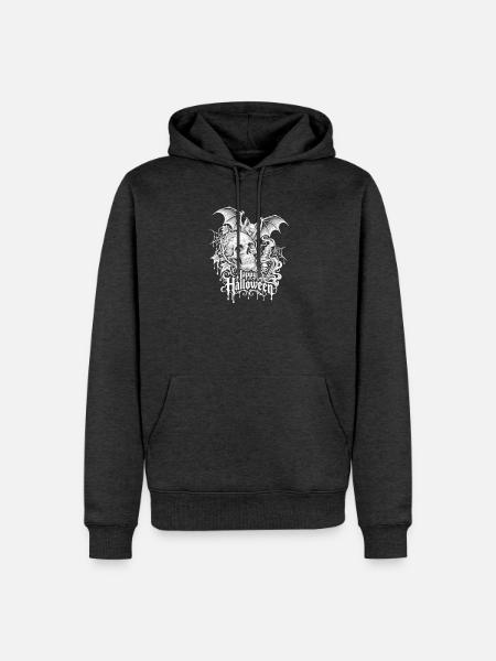 Halloween Design im Tattoo Stil - Männer Premium Bio Hoodie - Anthrazit meliert