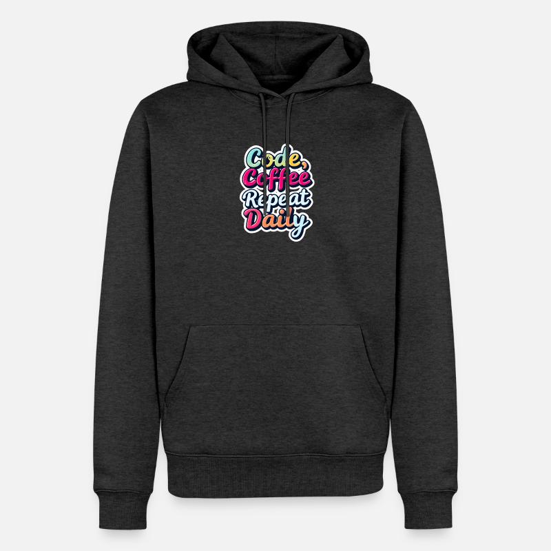 Code Sleep Debug Repeat Programmer Shirt - Sweat à capuche Premium bio Homme - anthracite chiné