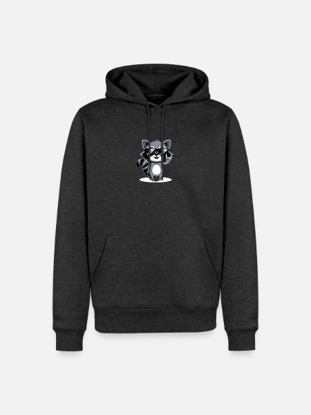 Cooler Waschbär mit Sonnenbrille - Männer Premium Bio Hoodie - Anthrazit meliert