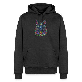 Stellar-Floral-Prisma-Katze - Männer Premium Bio Hoodie - Anthrazit meliert - Vorne - Thijin (182cm)