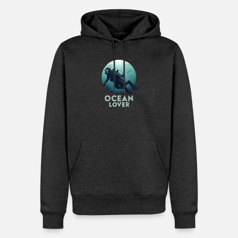 Ocean Lover Taucher - Männer Premium Bio Hoodie - Anthrazit meliert