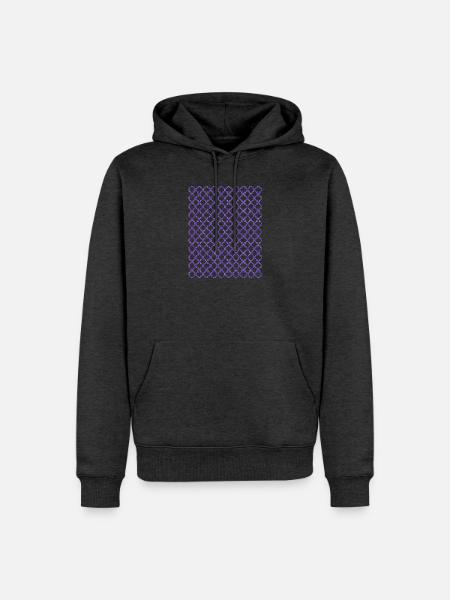 Lila Quatrefoil-Gitter Muster - Männer Premium Bio Hoodie - Anthrazit meliert