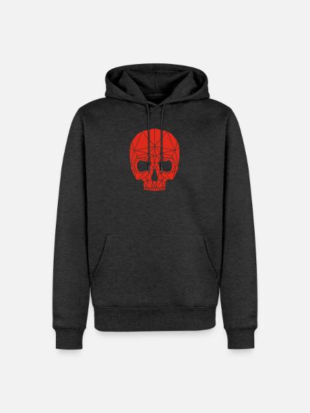 Roboter-Schädel (Rot) - Männer Premium Bio Hoodie - Anthrazit meliert