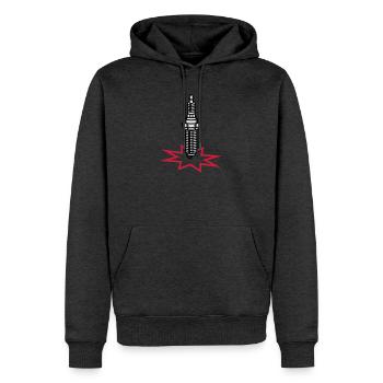 Une bougie d'allumage avec une étincelle - Sweat à capuche Premium bio Homme - anthracite chiné - Devant - Thijin (182cm)