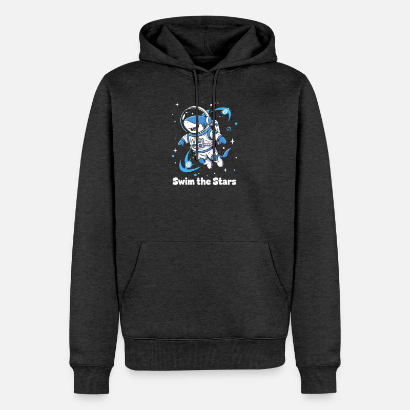 Astronaute requin de l’espace - Sweat à capuche Premium bio Homme - anthracite chiné