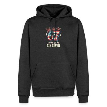 US Flag 67 Memes Six Seven - Sweat à capuche Premium bio Homme - anthracite chiné - Devant - Thijin (182cm)