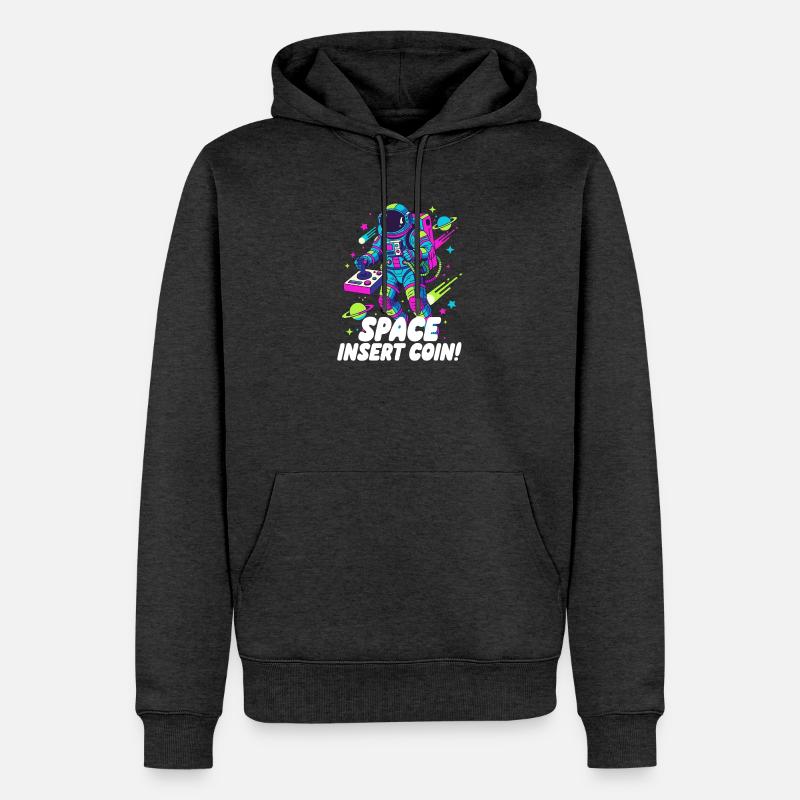 Pièce d’insertion spatiale - Sweat à capuche Premium bio Homme - anthracite chiné