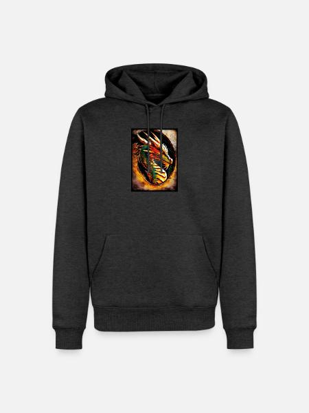 Feuerdrache im Kreis - Männer Premium Bio Hoodie - Anthrazit meliert