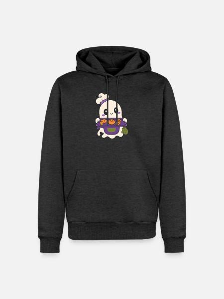 Halloween Geist mit Herbstgebäck - Männer Premium Bio Hoodie - Anthrazit meliert