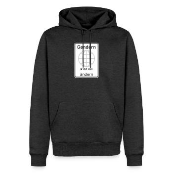 Gendern wird nix ändern - Männer Premium Bio Hoodie - Anthrazit meliert - Vorne - Thijin (182cm)
