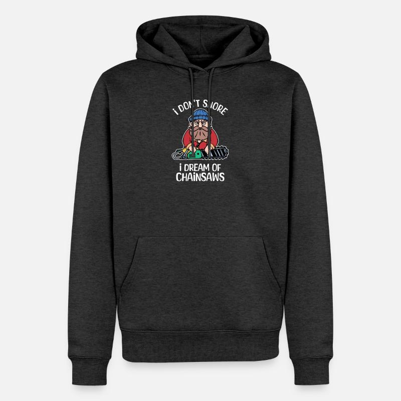Tronçonneuse déclaration bûcheron sciure bois - Sweat à capuche Premium bio Homme - anthracite chiné