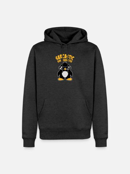 Penguin Sarcastic Side Character Sunglasses Logo - Men’s Premium Organic Hoodie - heather anthracite