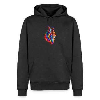 Flammender Regenbogen-Luchs - Männer Premium Bio Hoodie - Anthrazit meliert - Vorne - Thijin (182cm)