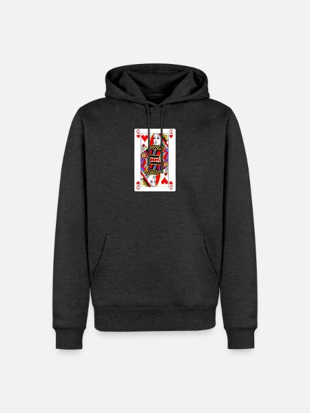 Herz-Dame-Spielkarte - Männer Premium Bio Hoodie - Anthrazit meliert