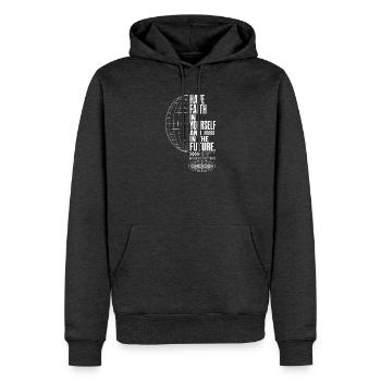 Believe in yourself and the future - Men’s Premium Organic Hoodie - heather anthracite - Front - Thijin (182cm)
