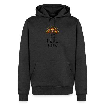 Be Here Now dreifarbig - Männer Premium Bio Hoodie - Anthrazit meliert - Vorne - Thijin (182cm)