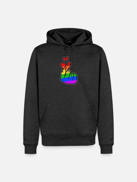 Frieden Herz Liebe Regenbogen Friedensbewegung - Männer Premium Bio Hoodie - Anthrazit meliert