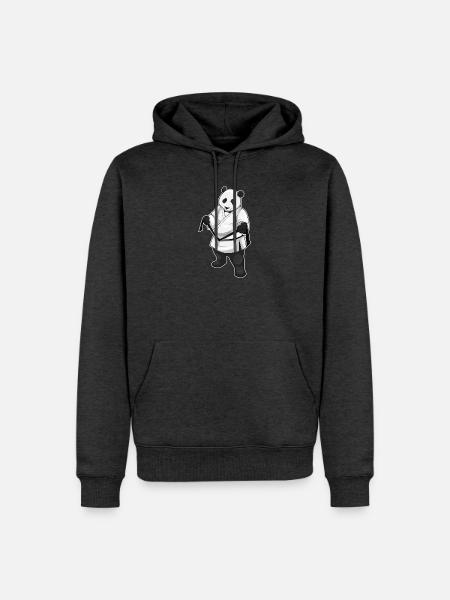 Panda Karate Kampfsport - Männer Premium Bio Hoodie - Anthrazit meliert