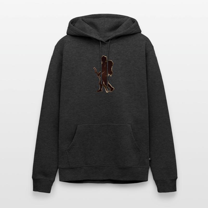 Pilger oder Wanderer mit Wanderstab & Rucksack Männer Premium Bio Hoodie