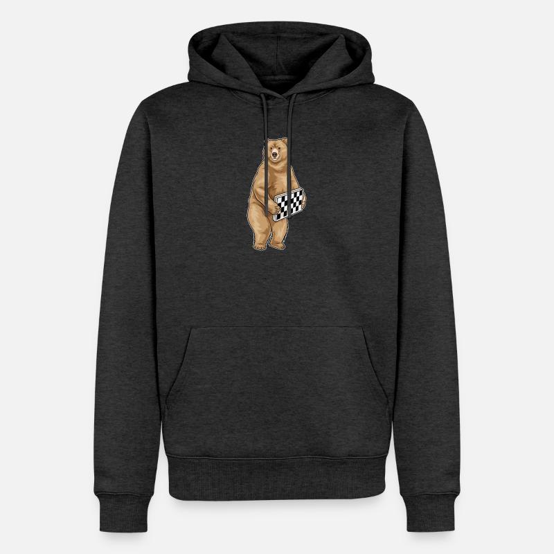 Ours Échiquier Echecs - Sweat à capuche Premium bio Homme - anthracite chiné