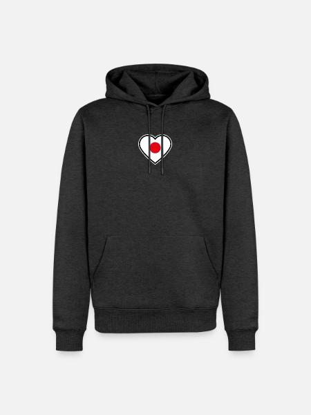 japan flagge herz - Männer Premium Bio Hoodie - Anthrazit meliert