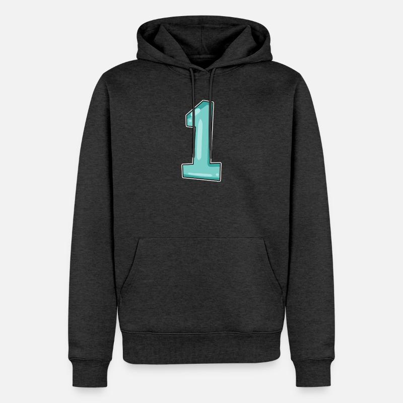 1 - Sweat à capuche Premium bio Homme - anthracite chiné