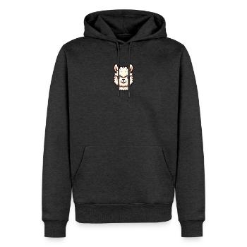 Tête de Lama d’alpaga bande dessinée - Sweat à capuche Premium bio Homme - anthracite chiné - Devant - Thijin (182cm)