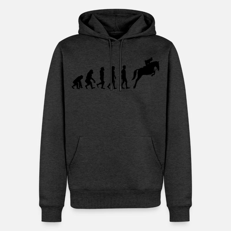 Évolution du cheval - Sweat à capuche Premium bio Homme - anthracite chiné