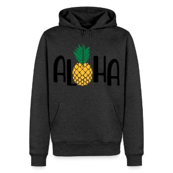 zomer - Mannen Premium Bio hoodie - antraciet gemêleerd - Voor - Thijin (182cm)