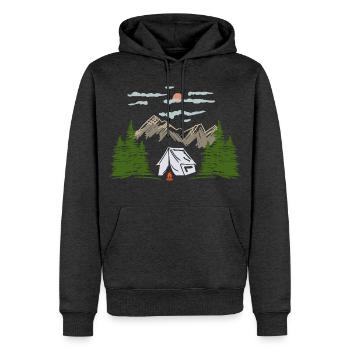 Camping Zelten Bergmotiv Geschenkidee - Männer Premium Bio Hoodie - Anthrazit meliert - Vorne - Thijin (182cm)