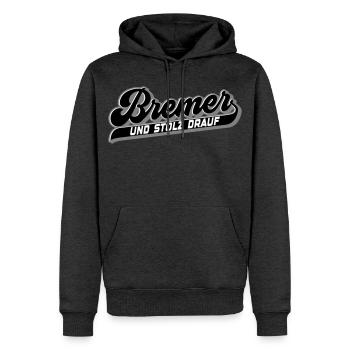 Bremer und Stolz drauf | Farben änderbar - Männer Premium Bio Hoodie - Anthrazit meliert - Vorne - Thijin (182cm)