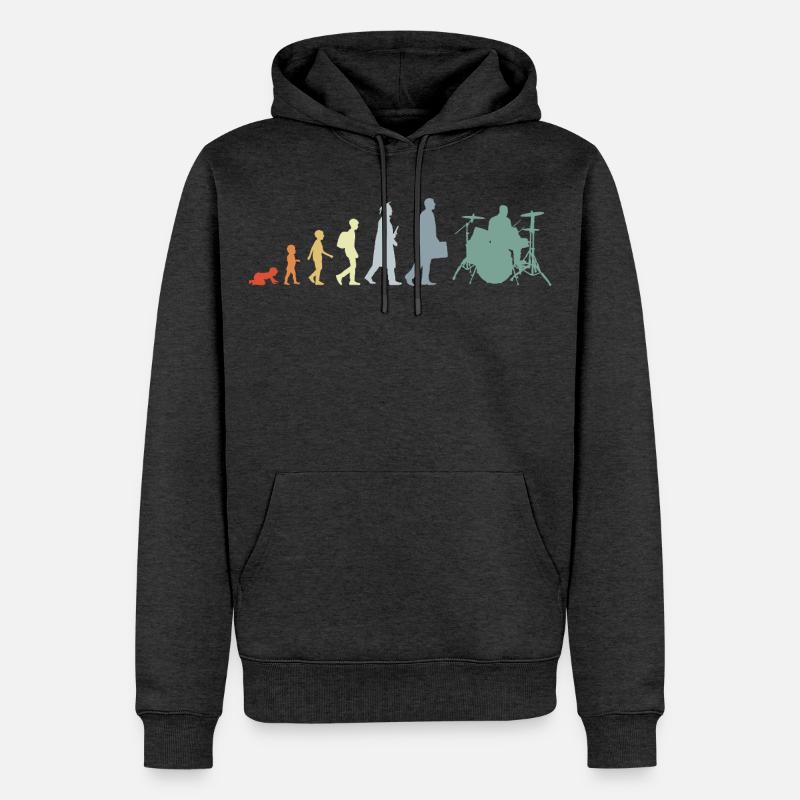 Drummer Evolution - Männer Premium Bio Hoodie - Anthrazit meliert