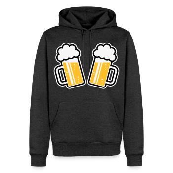 2 chopes de bière Santé ! Santé ! (Chopes de bière 3C) - Sweat à capuche Premium bio Homme - anthracite chiné - Devant - Thijin (182cm)