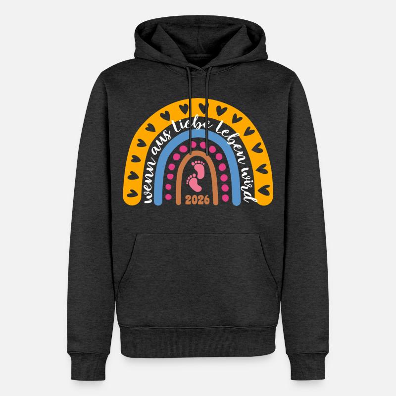 Quand l’amour devient vie - Bébé 2026 - Sweat à capuche Premium bio Homme - anthracite chiné