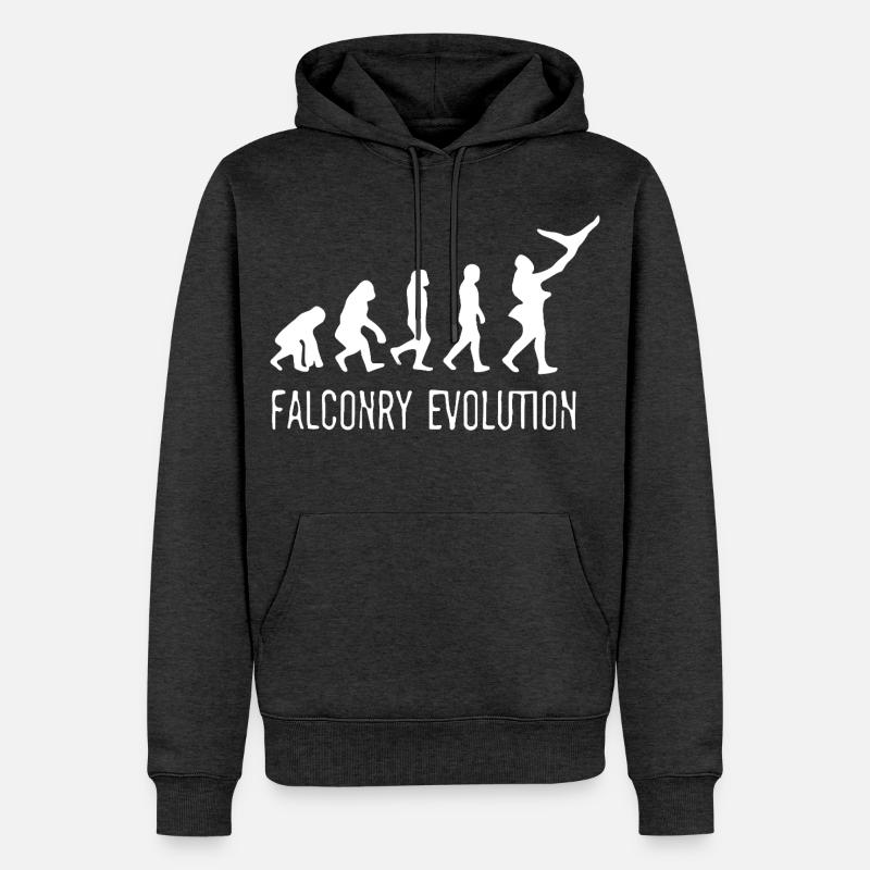 Évolution de la Fauconnerie - Sweat à capuche Premium bio Homme - anthracite chiné