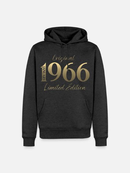 60. Geburtstag Original Januar Jahrgang 1966 - Männer Premium Bio Hoodie - Anthrazit meliert