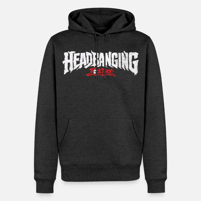 Logo de headbanging blanc - Sweat à capuche Premium bio Homme - anthracite chiné