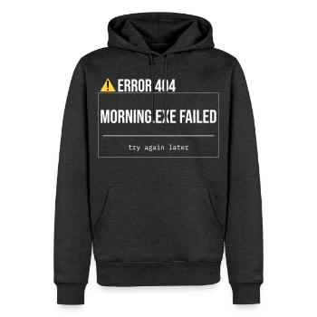 Error 404 - Morning.exe wurde nicht geladen - Männer Premium Bio Hoodie - Anthrazit meliert - Vorne - Thijin (182cm)