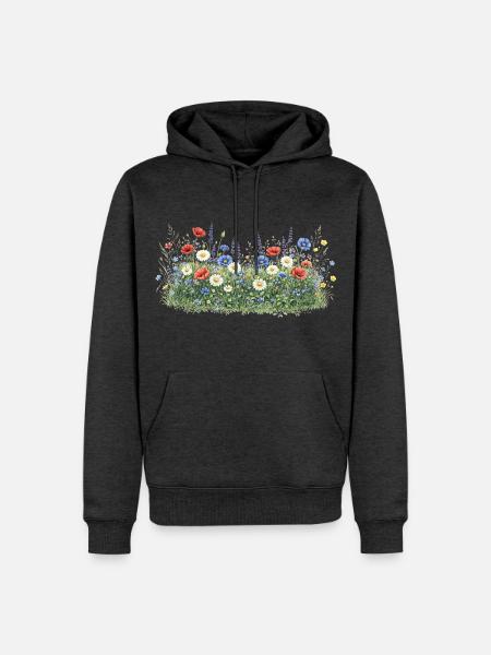 Bunte Wildblumenwiese mit Margeriten - Männer Premium Bio Hoodie - Anthrazit meliert