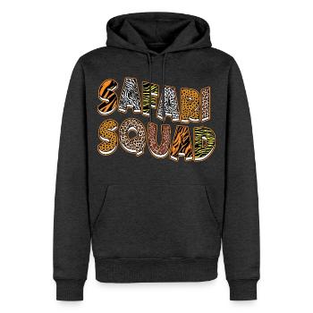 Safari Squad Animali Festa Zoo Jungle Zoo Compleanno - Felpa con cappuccio ecologica premium da uomo - antracite melange - Fronte - Thijin (182cm)