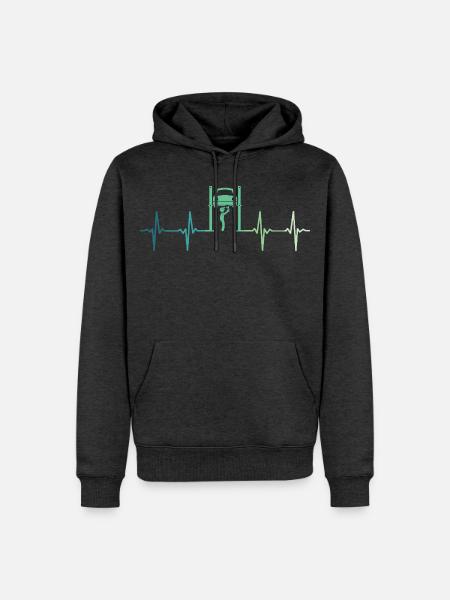 Mechaniker Heartbeat Autowerkstatt - Männer Premium Bio Hoodie - Anthrazit meliert