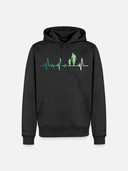 Vater und Sohn Herzschlag Geschenk Vater Sohn - Männer Premium Bio Hoodie - Anthrazit meliert