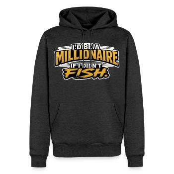 Je serais millionnaire si je ne pesquais pas avec un design drôle - Sweat à capuche Premium bio Homme - anthracite chiné - Devant - Thijin (182cm)