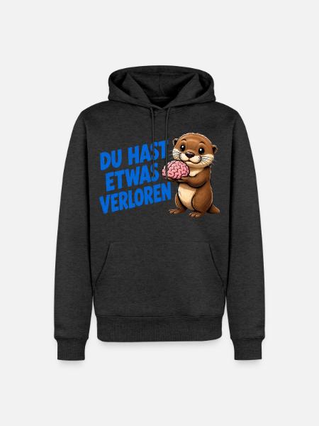 Otter mit Gehirn – Du hast etwas verloren - Männer Premium Bio Hoodie - Anthrazit meliert