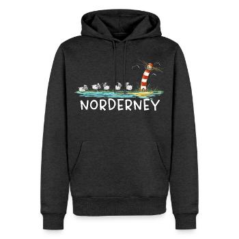 Norderney I Schafe Leuchtturm Nordsee Insel - Männer Premium Bio Hoodie - Anthrazit meliert - Vorne - Thijin (182cm)