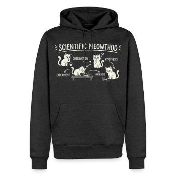 Wissenschaftliche Katzenmethode - Männer Premium Bio Hoodie - Anthrazit meliert - Vorne - Thijin (182cm)